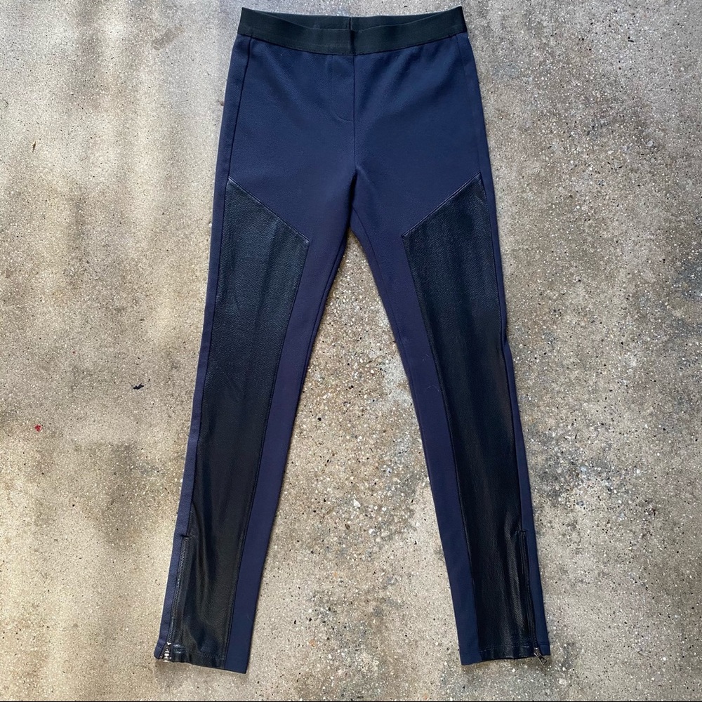 BCBG Faux Leather Paneled Moto Leggings Sz Small